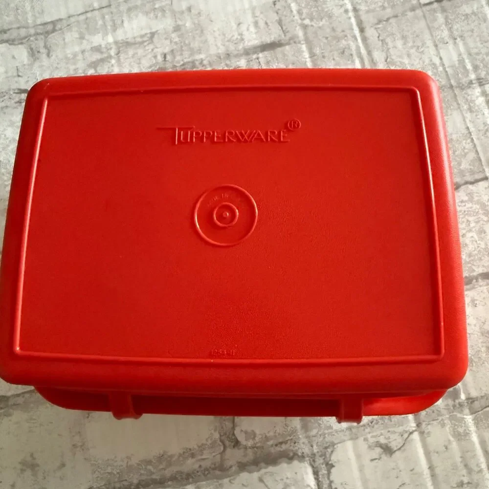 Vintage Tupperware Red Pack 'N Carry 5pc Lunch Box Set 1970s Retro Kitchen 1254